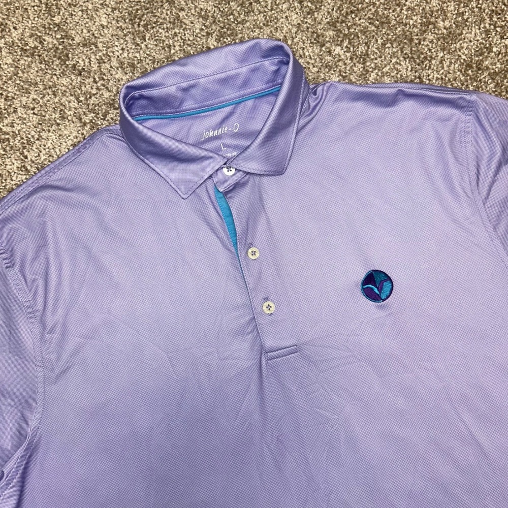 Johnnie-O Polo Shirt Men's Large Purple Performance Stretch Golf Custom Logo
